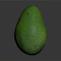 Fresh Green Avocado with Textured Surface and Shiny Appearance on Dark Background